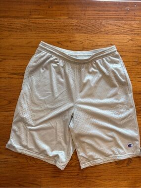 Champion Men's White Mesh Athletic Shorts with Logo